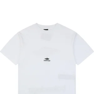 Balenciaga 3B Back Logo Embroidered Oversized T-Shirt White