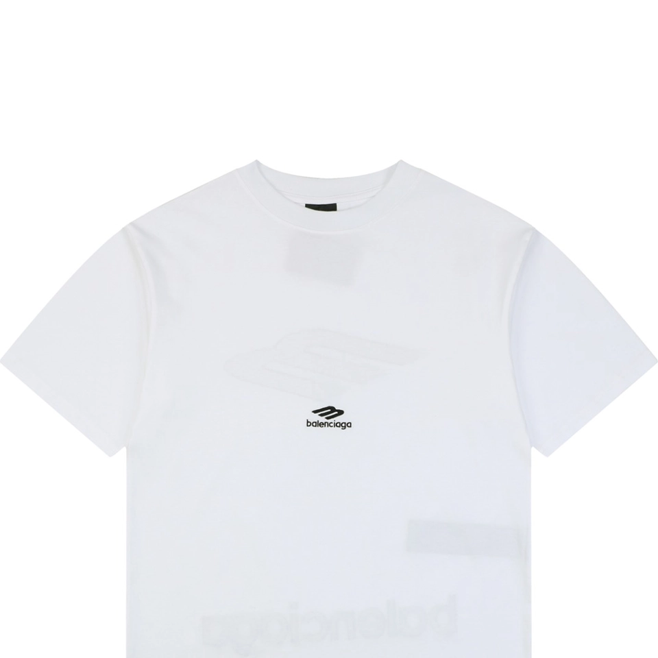 Balenciaga 3B Back Logo Embroidered Oversized T-Shirt White