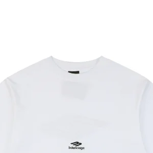Balenciaga 3B Back Logo Embroidered Oversized T-Shirt White