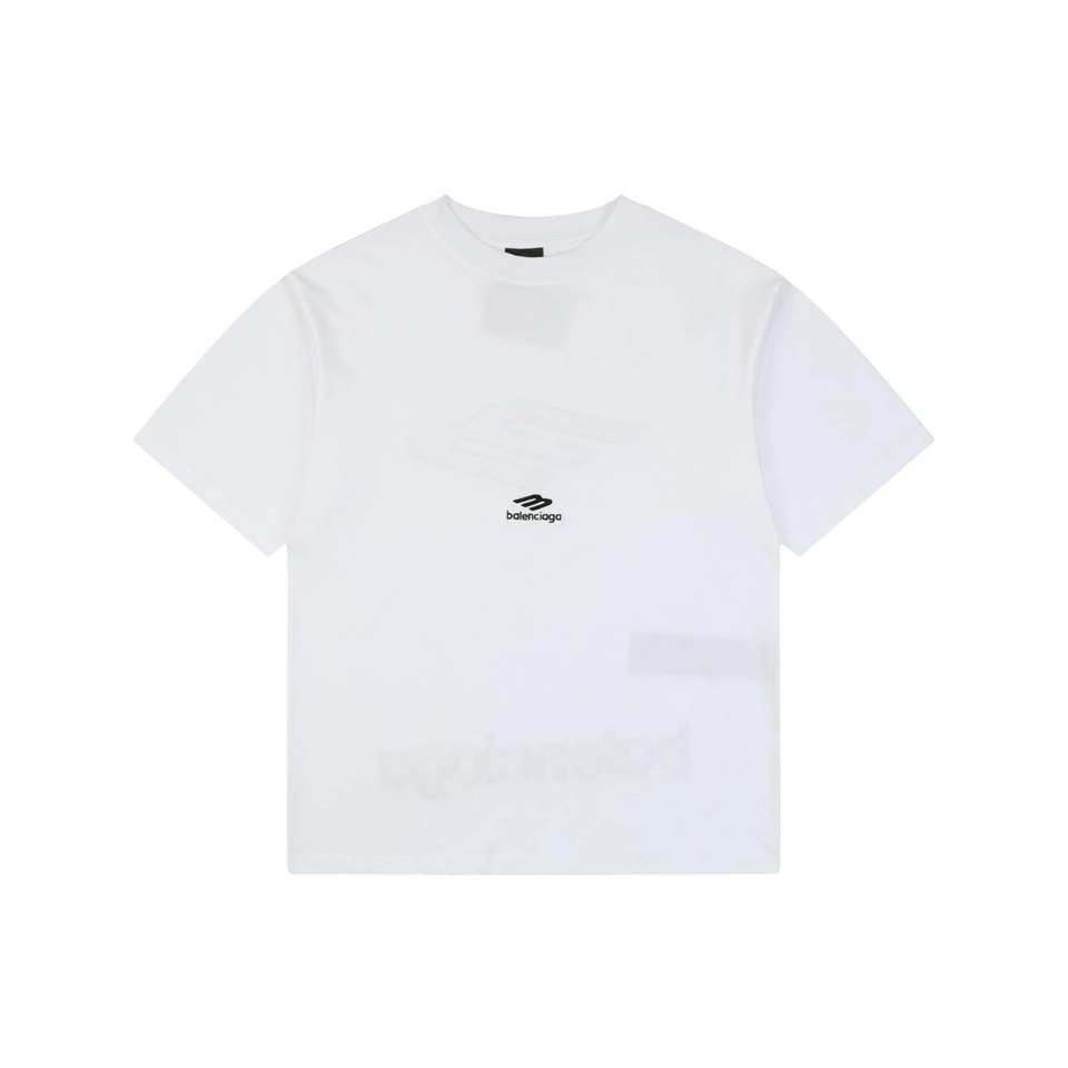 Balenciaga 3B Back Logo Embroidered Oversized T-Shirt White Front view