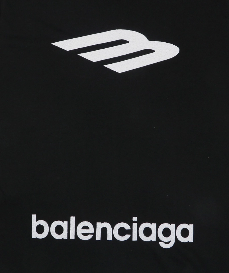 Balenciaga 3B Back Logo Embroidered Oversized T-Shirt Black Front Brand