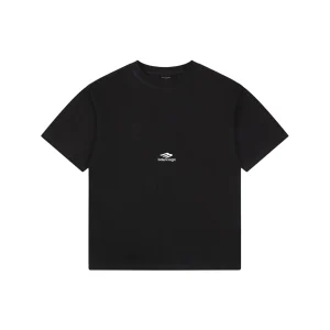 Balenciaga 3B Back Logo Embroidered Oversized T-Shirt Black Front view