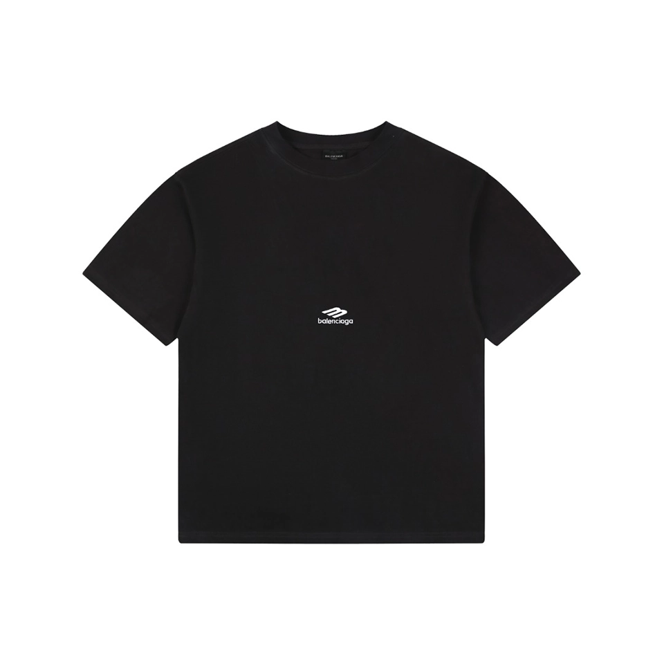 Balenciaga 3B Back Logo Embroidered Oversized T-Shirt Black Front view