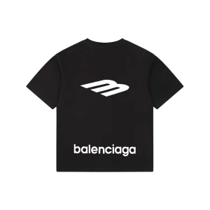 Balenciaga 3B Back Logo Embroidered Oversized T-Shirt Black Back view