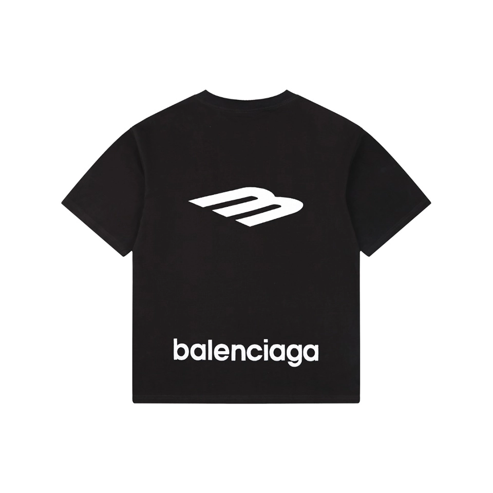 Balenciaga 3B Back Logo Embroidered Oversized T-Shirt Black Back view