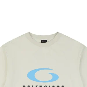 Balenciaga Blue Ring Logo Graphic T-Shirt Beige