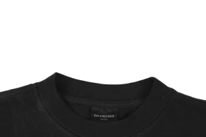 Balenciaga Blue Ring Logo Graphic T-Shirt Black Collar