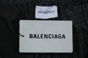 Balenciaga Circular Fine Plaid Wide-Leg Trousers Brand label