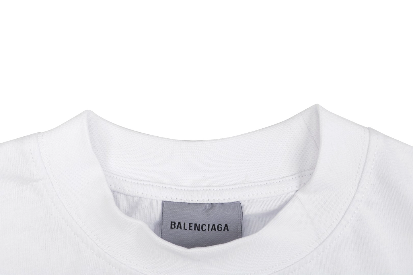 Balenciaga Coconut Tree Graphic Washed T-Shirt Collar