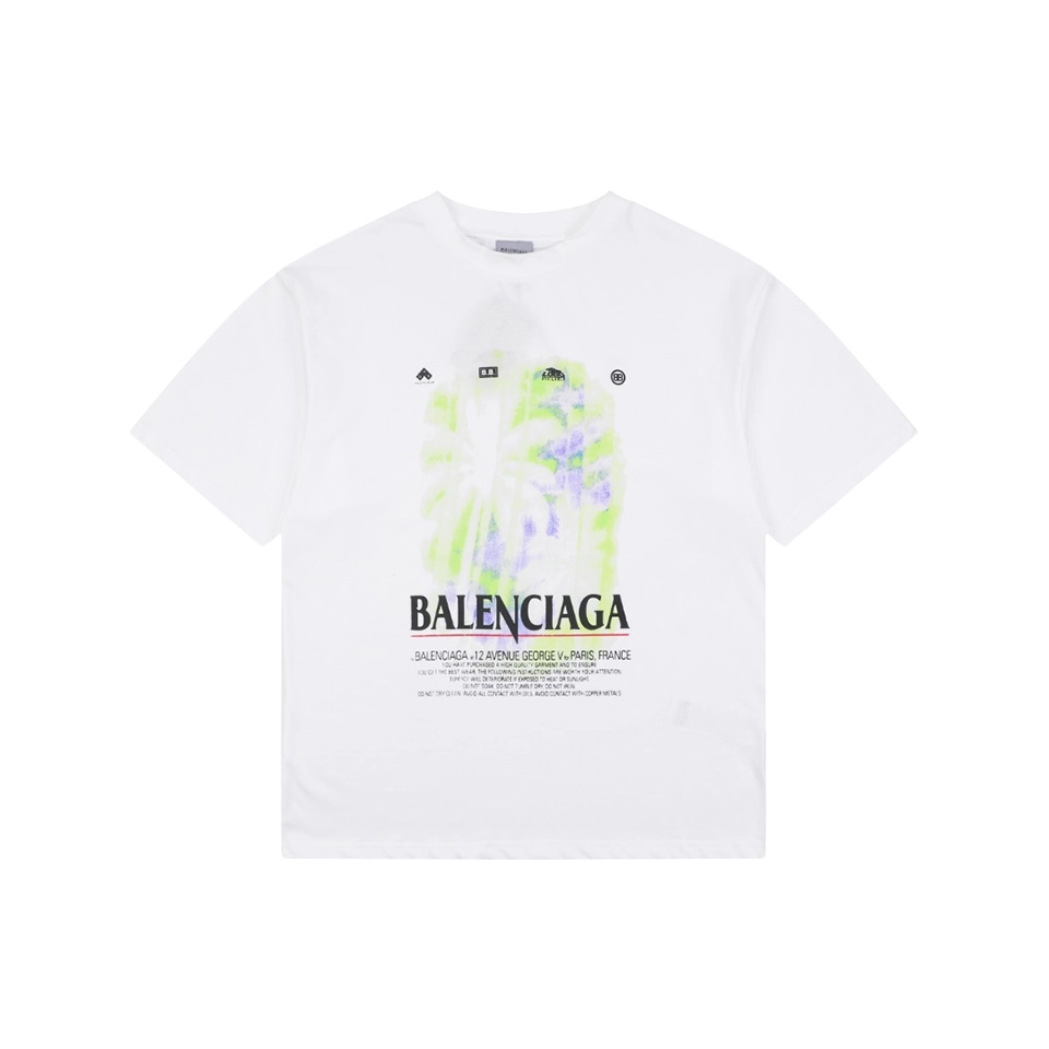 Balenciaga Coconut Tree Graphic Washed T-Shirt Front view