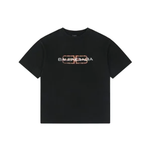Balenciaga Double B Distressed Logo Washed T-Shirt Front view