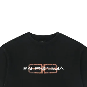 Balenciaga Double B Distressed Logo Washed T-Shirt