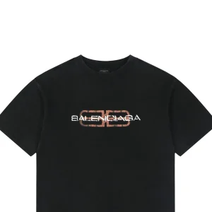 Balenciaga Double B Distressed Logo Washed T-Shirt