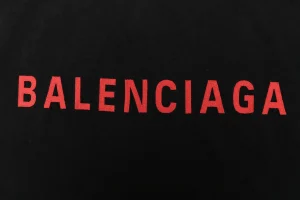 Balenciaga Front & Back Logo Embroidered Washed T-Shirt Red Brand