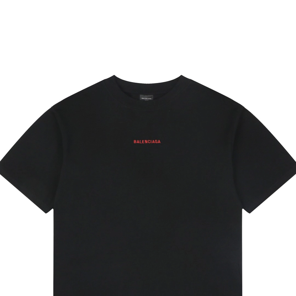 Balenciaga Front & Back Logo Embroidered Washed T-Shirt Red