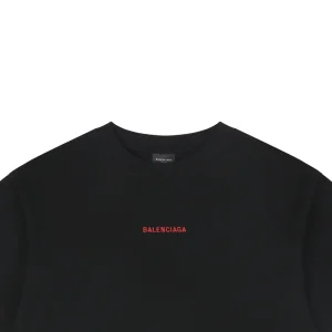 Balenciaga Front & Back Logo Embroidered Washed T-Shirt Red