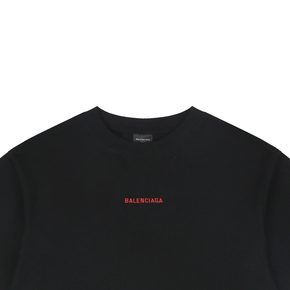 Balenciaga Front & Back Logo Embroidered Washed T-Shirt Red