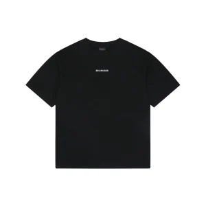Balenciaga Front & Back Logo Embroidered Washed T-Shirt White Front view