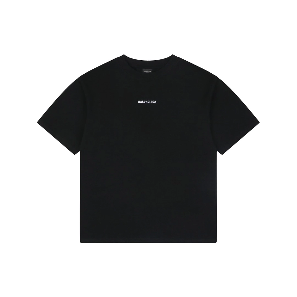 Balenciaga Front & Back Logo Embroidered Washed T-Shirt White Front view