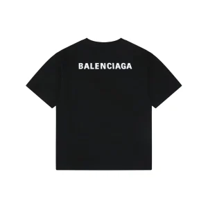 Balenciaga Front & Back Logo Embroidered Washed T-Shirt White Back view