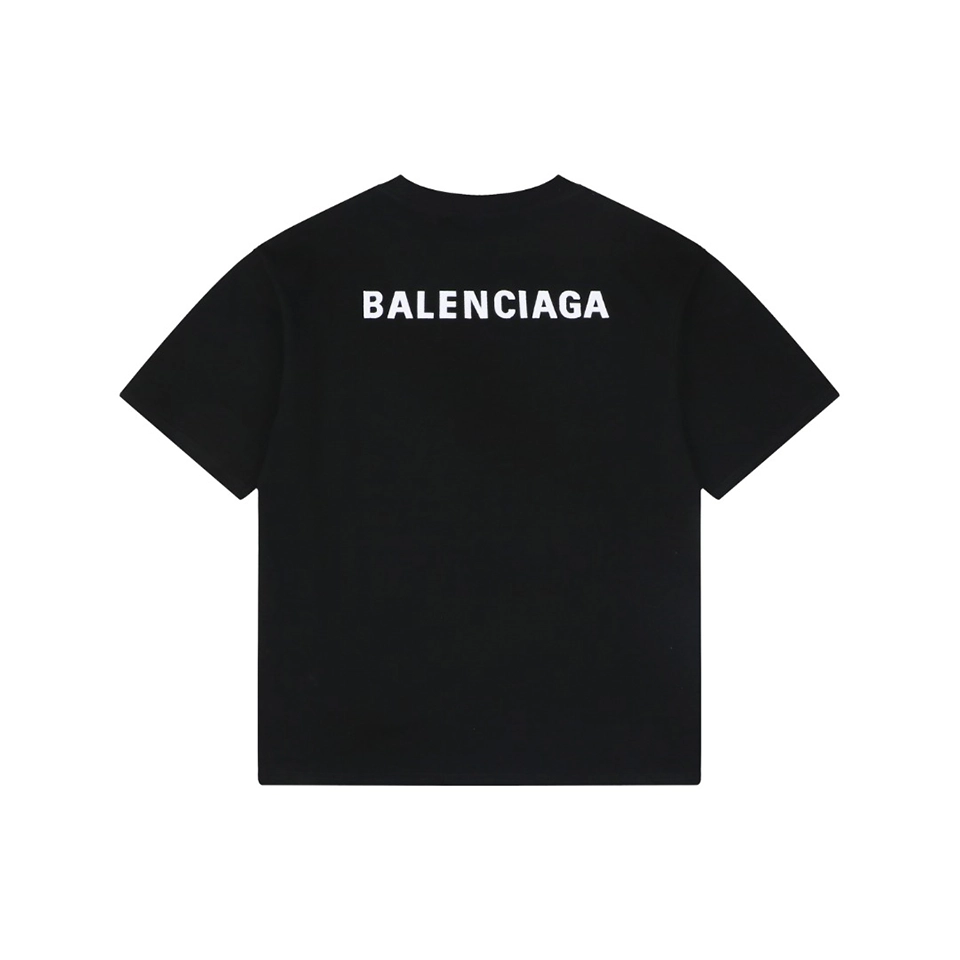 Balenciaga Front & Back Logo Embroidered Washed T-Shirt White Back view
