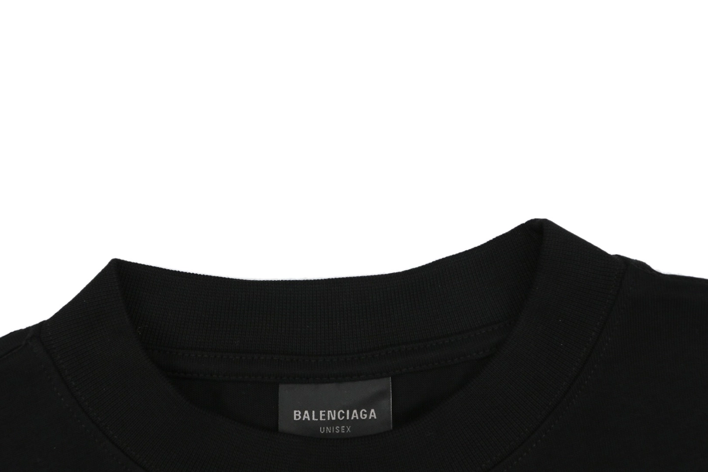 Balenciaga Front & Back Logo Embroidered Washed T-Shirt Collar