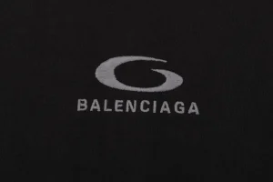 Balenciaga Grey Ring Logo Embroidered Oversized T-Shirt Front Brand