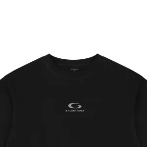 Balenciaga Grey Ring Logo Embroidered Oversized T-Shirt