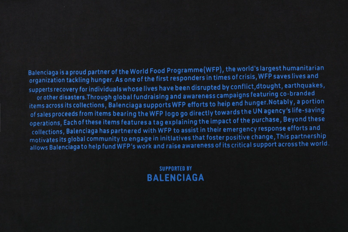 Balenciaga WFP Vintage Blue Logo Oversized T-Shirt Black Back Print