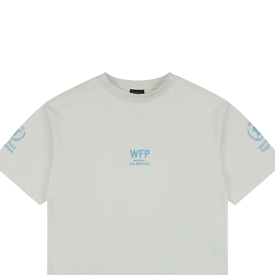 Balenciaga WFP Vintage Blue Logo Oversized T-Shirt Grey