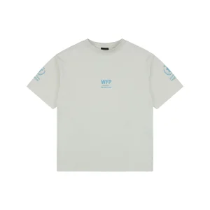 Balenciaga WFP Vintage Blue Logo Oversized T-Shirt Grey Front view