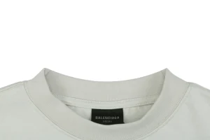 Balenciaga WFP Vintage Blue Logo Oversized T-Shirt Grey Collar