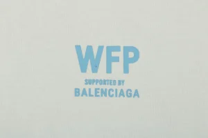 Balenciaga WFP Vintage Blue Logo Oversized T-Shirt Grey Front Print