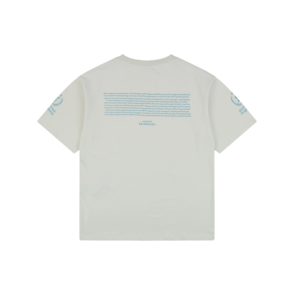 Balenciaga WFP Vintage Blue Logo Oversized T-Shirt Grey Back view