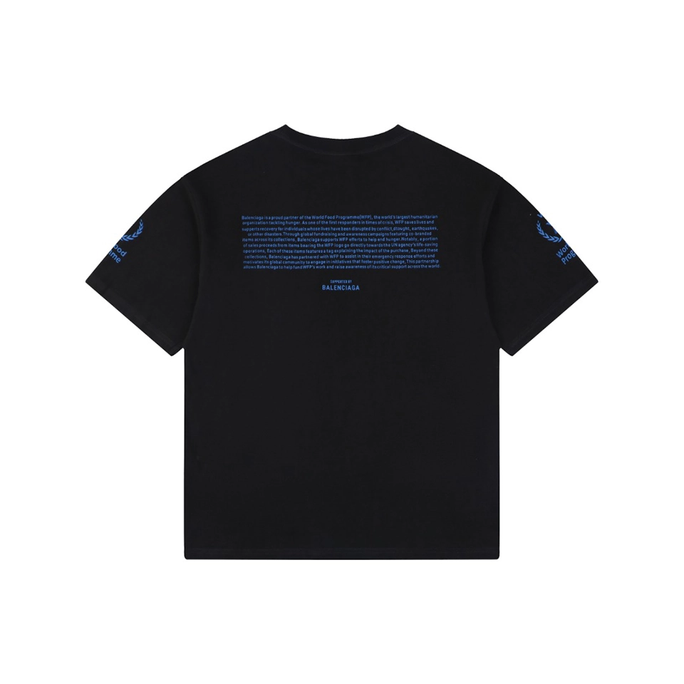 Balenciaga WFP Vintage Blue Logo Oversized T-Shirt Black Back view