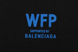Balenciaga WFP Vintage Blue Logo Oversized T-Shirt Black Front Print