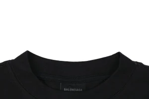 Balenciaga WFP Vintage Blue Logo Oversized T-Shirt Black Collar