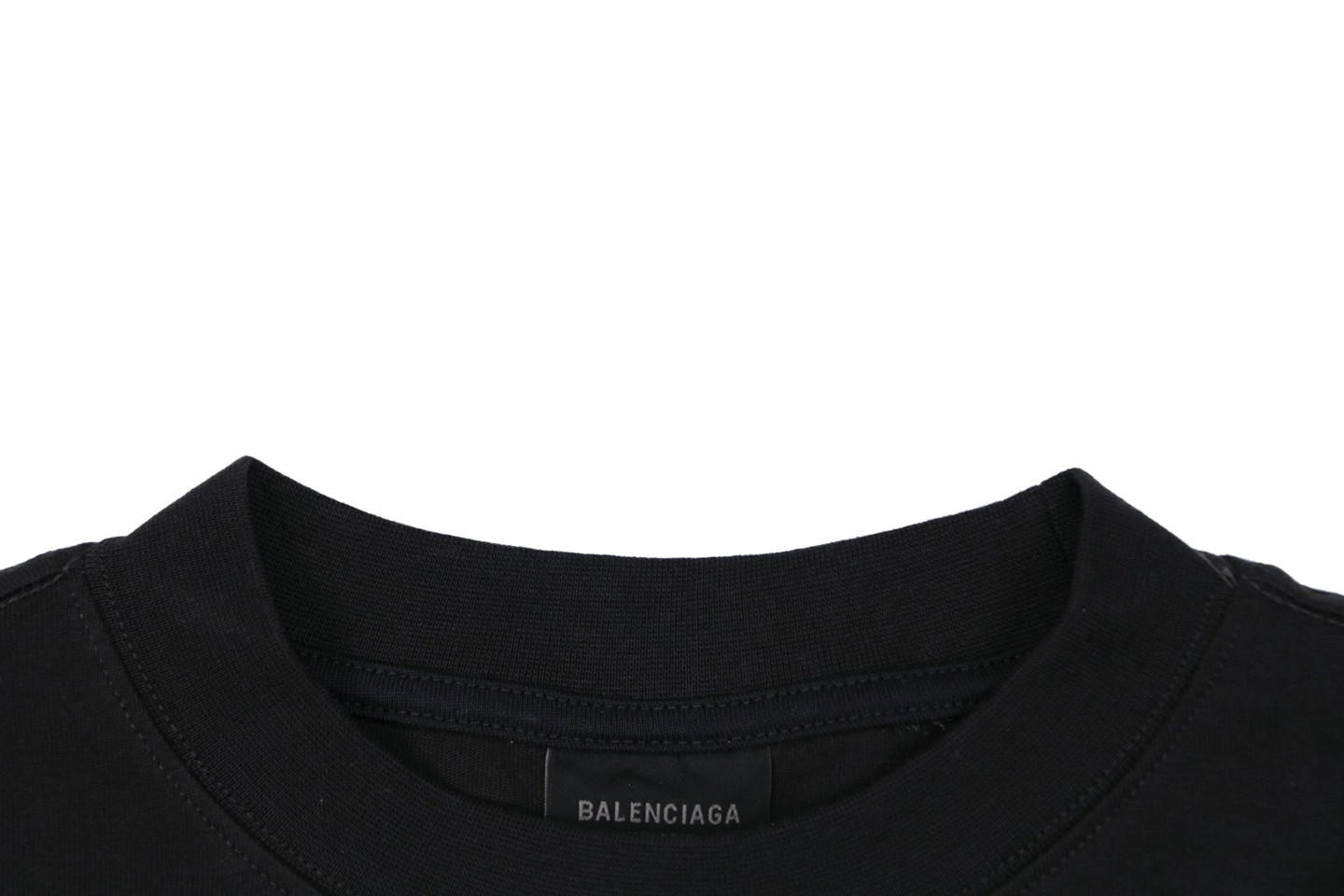 Balenciaga WFP Vintage Blue Logo Oversized T-Shirt Black Collar