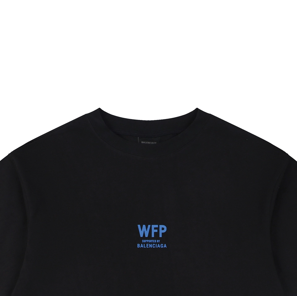 Balenciaga WFP Vintage Blue Logo Oversized T-Shirt Black