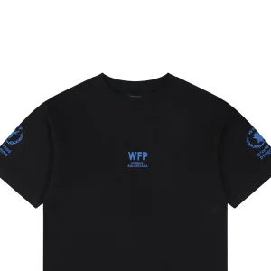 Balenciaga WFP Vintage Blue Logo Oversized T-Shirt Black