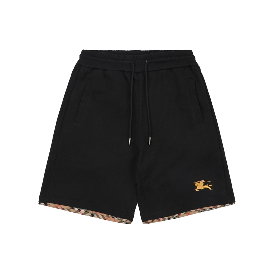 Burberry Check Hem Equestrian Logo Shorts Front view