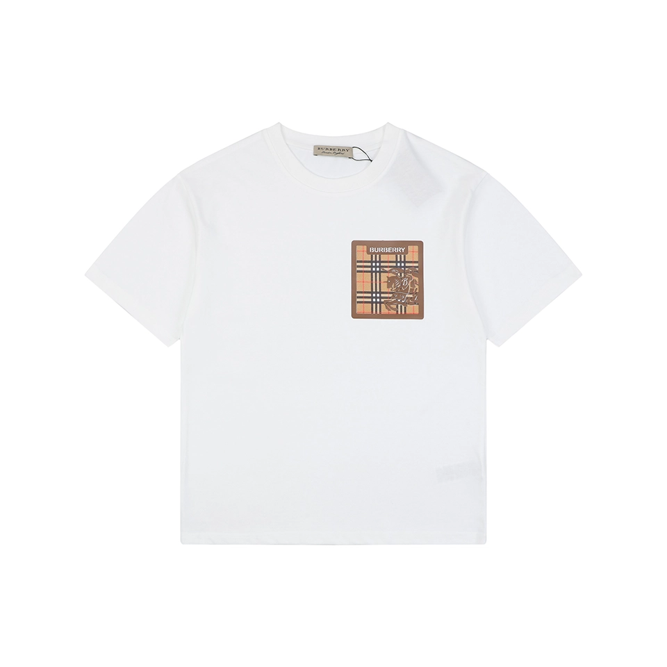 Burberry Check Knight Graphic T-Shirt White Front view