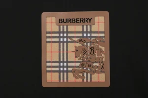 Burberry Check Knight Graphic T-Shirt Black Pocket Print