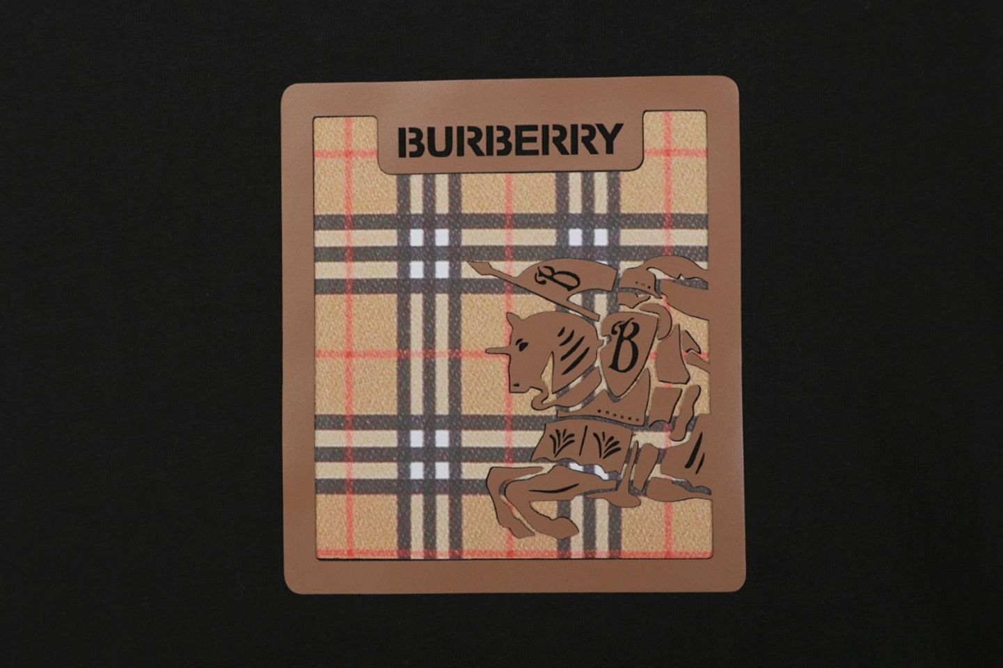 Burberry Check Knight Graphic T-Shirt Black Pocket Print