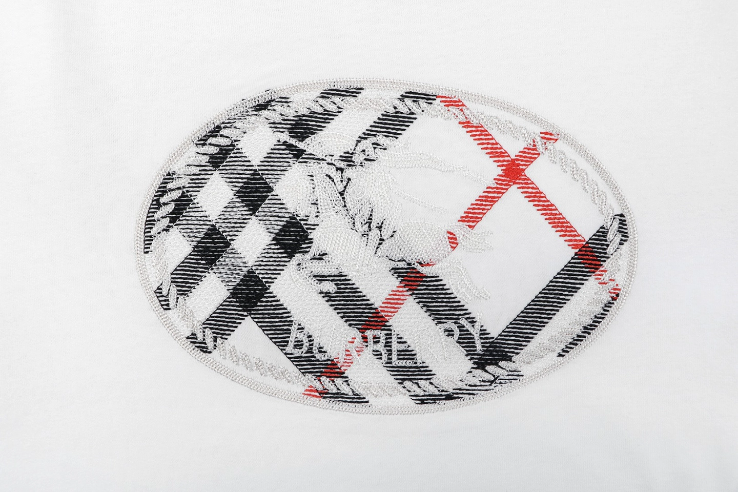 Burberry Circle Check Knight Embroidered T-Shirt White Front Brand