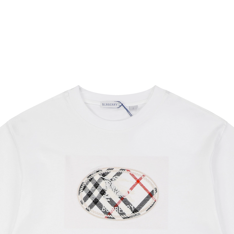 Burberry Circle Check Knight Embroidered T-Shirt White