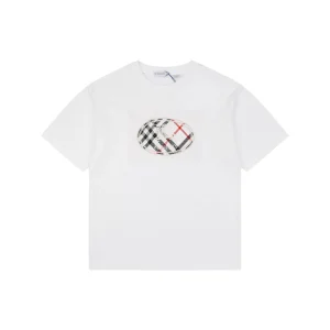 Burberry Circle Check Knight Embroidered T-Shirt White Front view