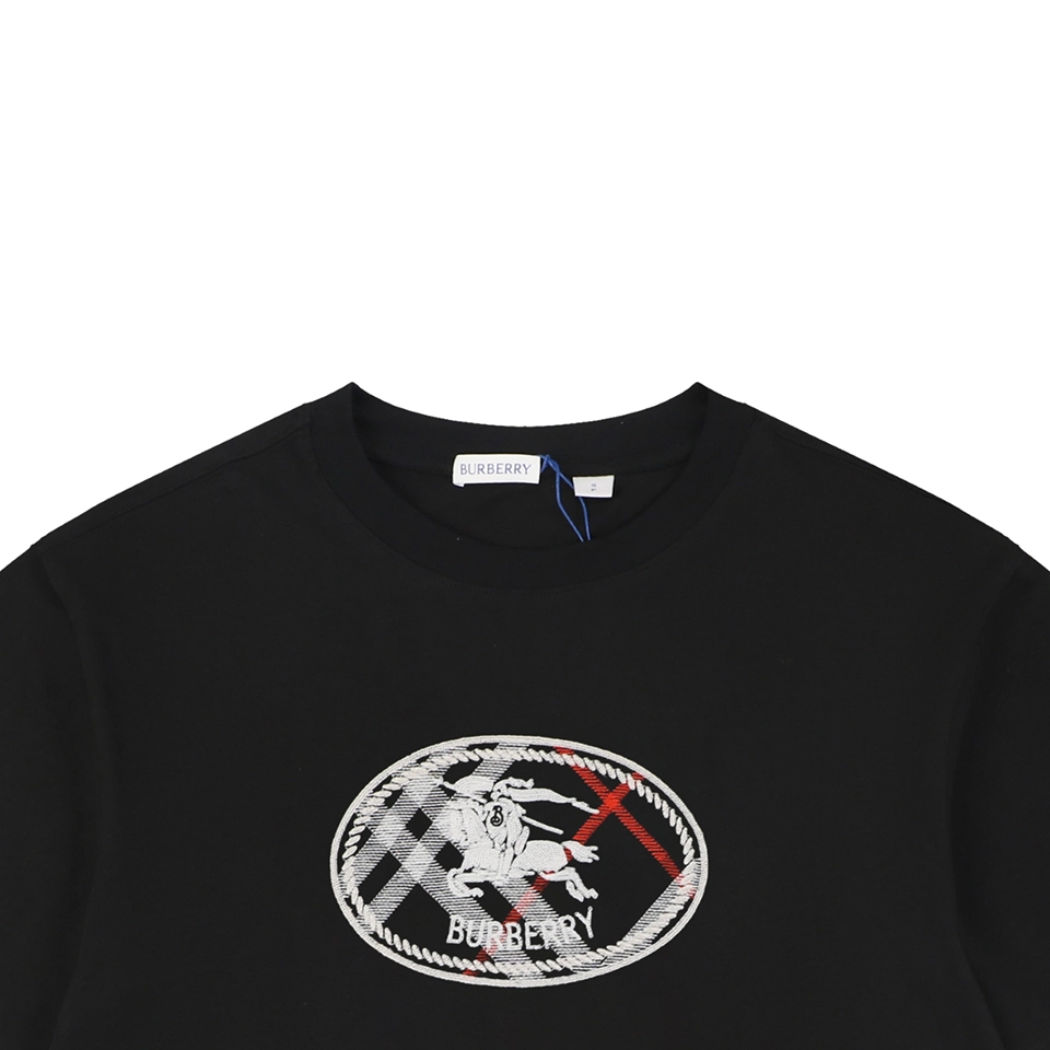 Burberry Circle Check Knight Embroidered T-Shirt Black