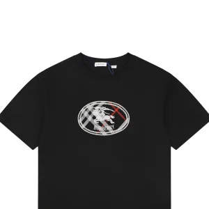 Burberry Circle Check Knight Embroidered T-Shirt Black