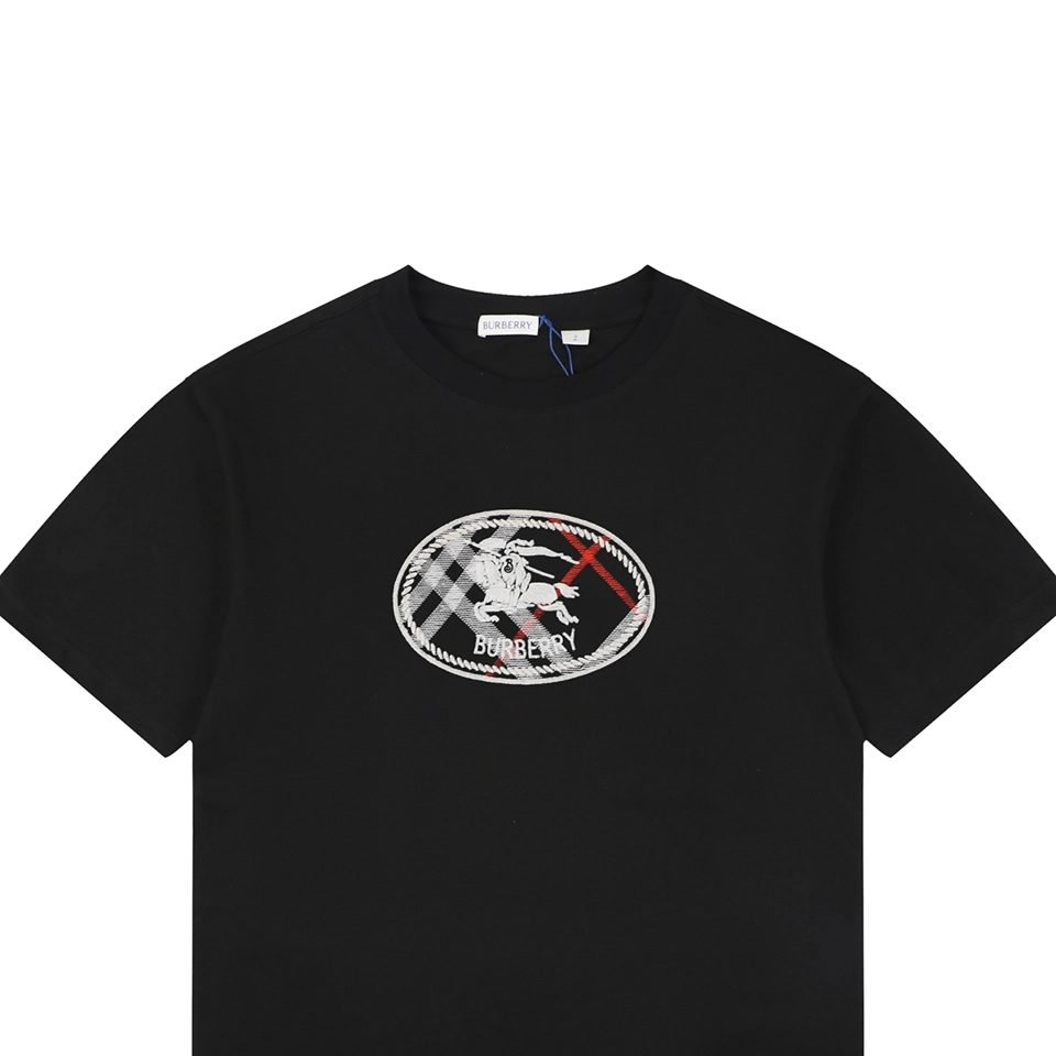 Burberry Circle Check Knight Embroidered T-Shirt Black